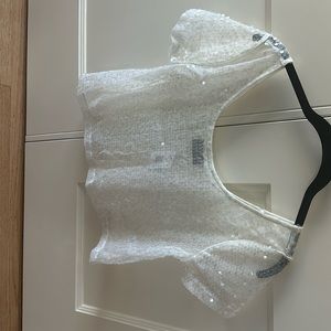 ASTR white sequin crop top